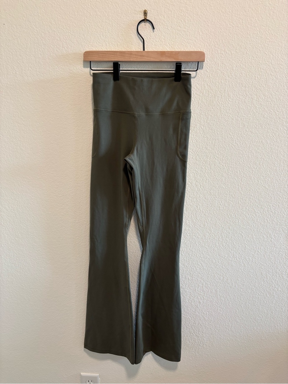 Under Armour Olive Green Flare Cut Leggings with Subtle Logo